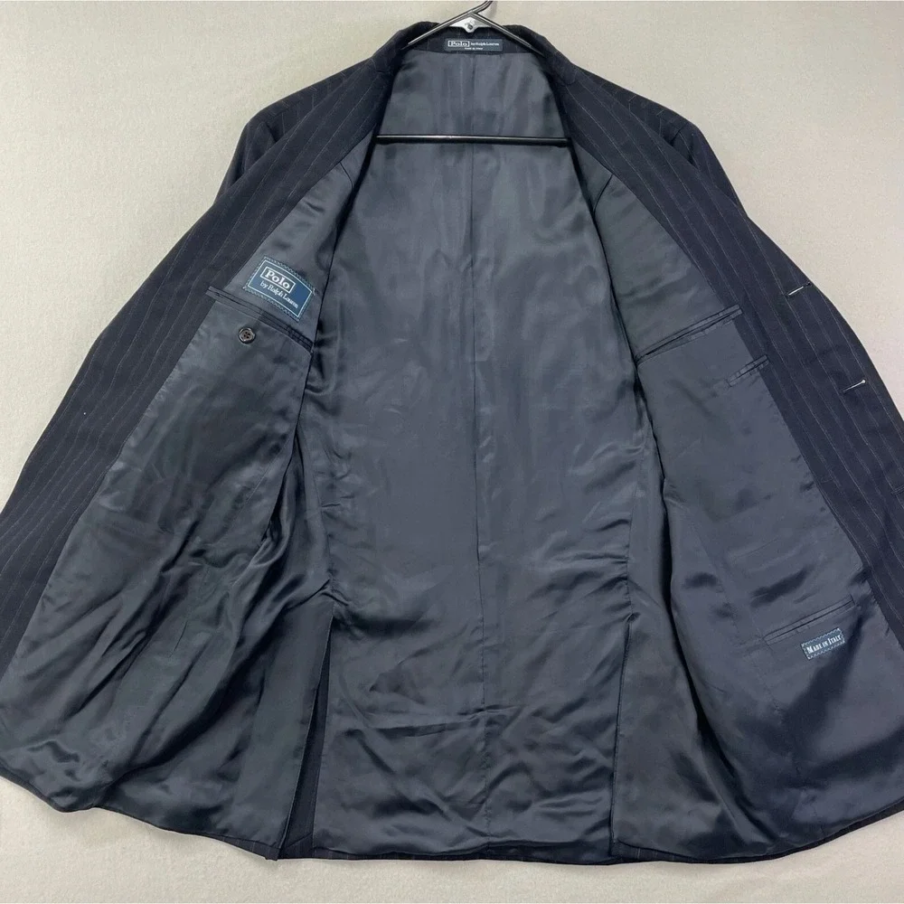 Polo Ralph Lauren Blazer Mens 42L‎ Navy Wool Pinstripe 90s 3-Button Italy $1255